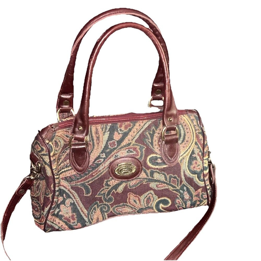 Ettienne Aigner Small Tapestry Leather Trim Crossbody Shoulder Bag Vintage